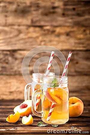 Refreshing peach drink Stock Photo