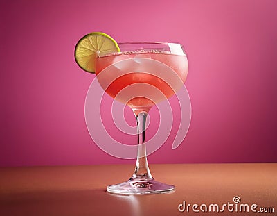 Refreshing Pink Drink with a lime slice on top Stock Photo