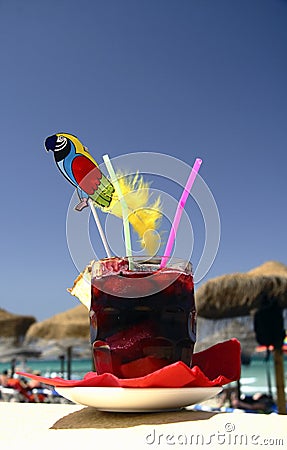 Refreshing sangria on beach Stock Photo