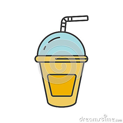 Refreshing soda drink color icon Vector Illustration