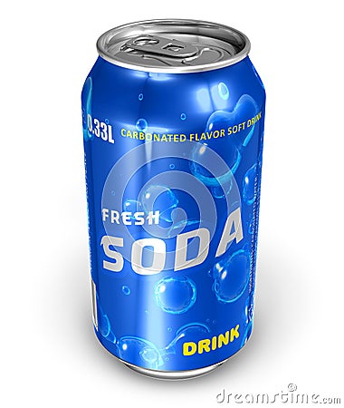 Refreshing soda drink in metal can Stock Photo