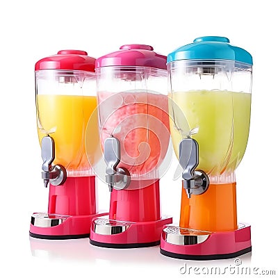 Refreshing summer drinks from a colorful slushie machine Stock Photo