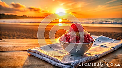 A Refreshing Summer Treat by the Sea Generative AI Stock Photo