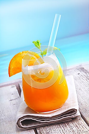 Refreshing tropical orange cocktail Stock Photo