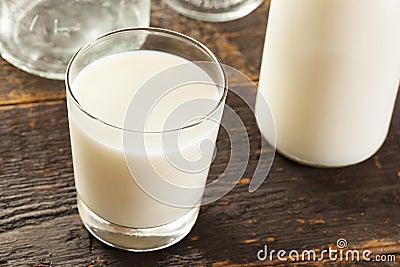 Refreshing White Cold Organic Milk Stock Photo