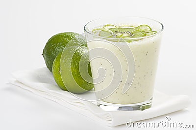 Refreshment and creamy milkshake kiwi and lime Stock Photo