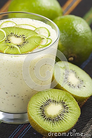 Refreshment and creamy milkshake kiwi and lime Stock Photo