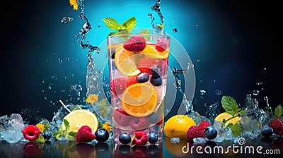 refreshment glass mojito drink colorful Cartoon Illustration