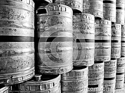 Refridgerated beer kegs Stock Photo