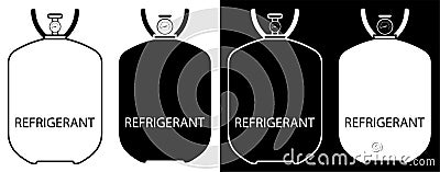 Refrigerant. Balon, container with coolant. Liquid nitrogen, freon. Filling air conditioners and refrigerators with refrigerant. Vector Illustration