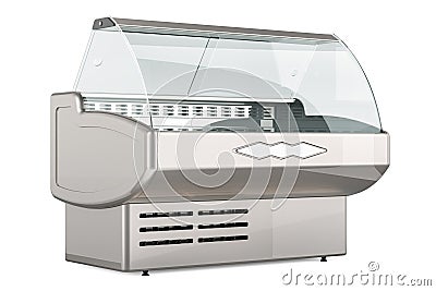 Refrigerated display cabinet, vitrine. 3D rendering Stock Photo