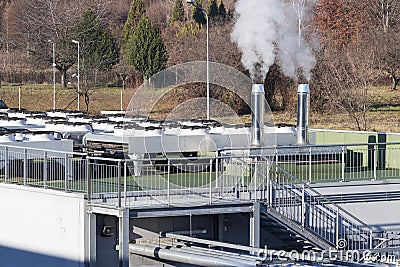 Refrigerating unit for realization chilled water Stock Photo