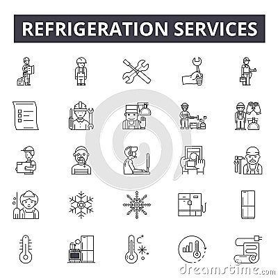 Refrigeration services line icons, signs, vector set, linear concept, outline illustration Vector Illustration