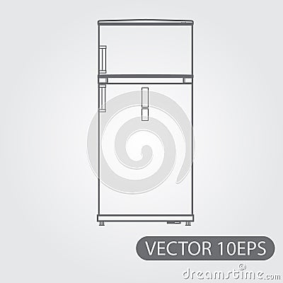 Refrigerator black and white outline drawing. Household electrical appliances Stock Photo