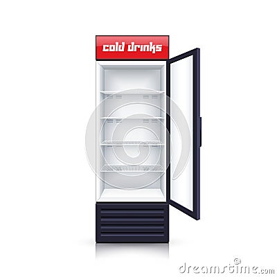 Refrigerator Empty Open Realistic Illustration Stock Photo