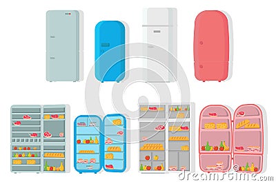 Refrigerator with food. Vector Illustration