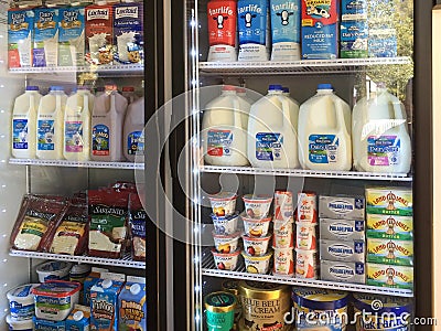 Refrigerator full of dairy products Editorial Stock Photo