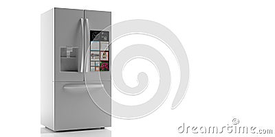 Refrigerator side by side on white background. 3d illustration Cartoon Illustration