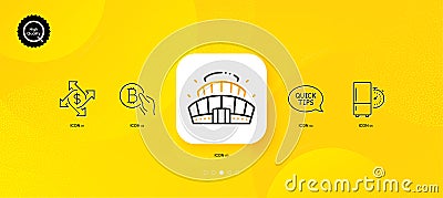 Refrigerator timer, Quickstart guide and Payment exchange minimal line icons. For web application, printing. Vector Vector Illustration