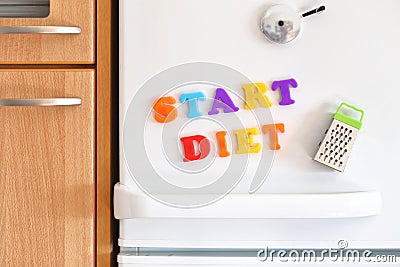 Refrigerators door with colorful text Stock Photo