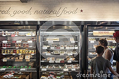 Refrigerators in a Pret a Manger cafe Editorial Stock Photo