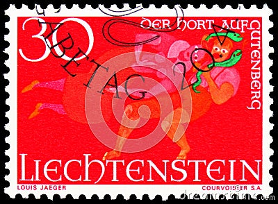 The refuge on Gutenberg, Legends from Liechtenstein serie, circa 1967 Editorial Stock Photo