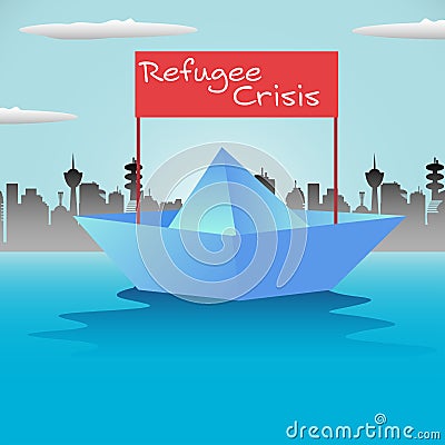 Refugee boat Vector Illustration