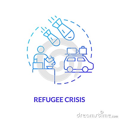 Refugee crisis blue gradient concept icon Vector Illustration