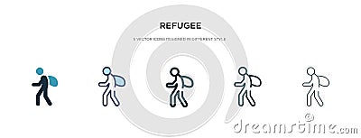 Refugee icon in different style vector illustration. two colored and black refugee vector icons designed in filled, outline, line Vector Illustration