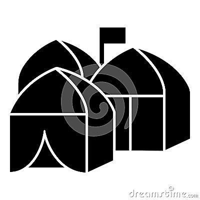 Refugee tent city icon, simple style Vector Illustration