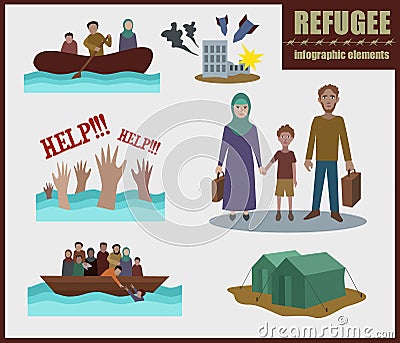 Refugee vector infographic elements Vector Illustration