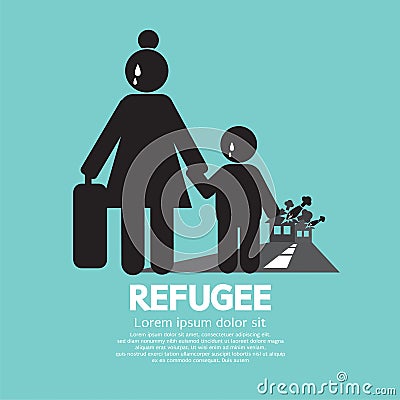 Refugees Evacuee Symbol. Vector Illustration