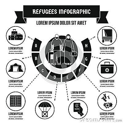 Refugees infographic concept, simple style Vector Illustration
