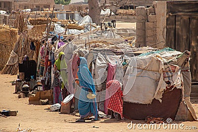 Refugees in refugee IDP camp IDP - Internal displaced person taking refuge from armed conflict Editorial Stock Photo