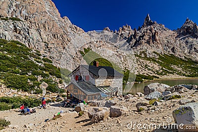 Mountain hut Refugio Frey near Bariloche Editorial Stock Photo