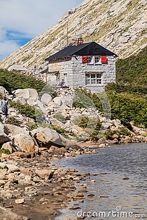 Mountain hut Refugio Frey near Bariloche, Argentina Editorial Stock Photo