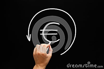 Refund Euro Arrow Concept Blackboard Stock Photo