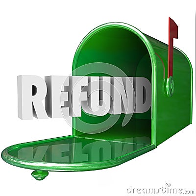 Refund Word Receive Money Back Mailbox Delivery Tax Stock Photo