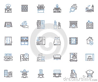 Refurbishment line icons collection. Renovation, Remodeling, Restoration, Upcycling, Makeover, Renewal, Refinish vector Vector Illustration