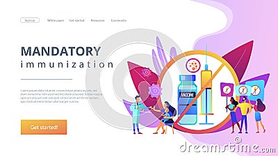 Refusal of vaccination concept landing page. Vector Illustration