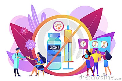 Refusal of vaccination concept vector illustration. Vector Illustration