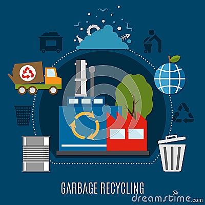 Refuse Disposal Works Composition Vector Illustration