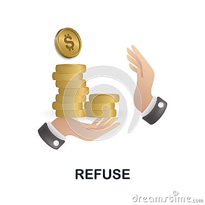 Refuse icon in 3d. Colored illustration from corruption collection. Creative Refuse icon for web design, templates Vector Illustration