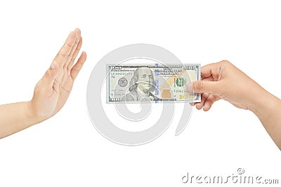 Refusing bribe Stock Photo