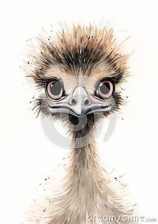 Regal Emu Gazing with Quiet Disdain: A Princess Procreate Illust Cartoon Illustration