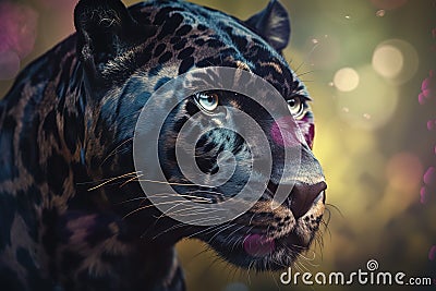 A regal and fierce panther in the jungle. Generative AI Stock Photo