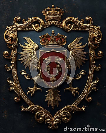 Regal Manticore: A Closeup Look at a Transylvanian Family Crest Stock Photo