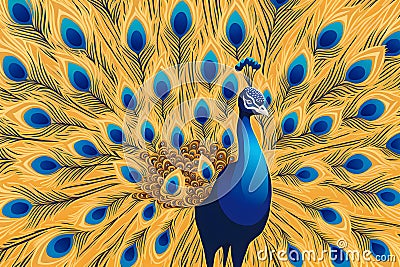 Regal peacock displaying its vibrant feathers Stock Photo