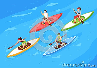 Regatta Isometric Background Vector Illustration