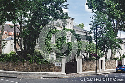 Regency white painted stucco terraced townhouse in Little Venice in London Editorial Stock Photo